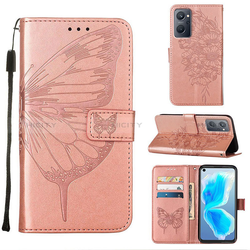 Funda de Cuero Cartera con Soporte Mariposa Carcasa Y01B para Realme 9i 4G Oro Rosa