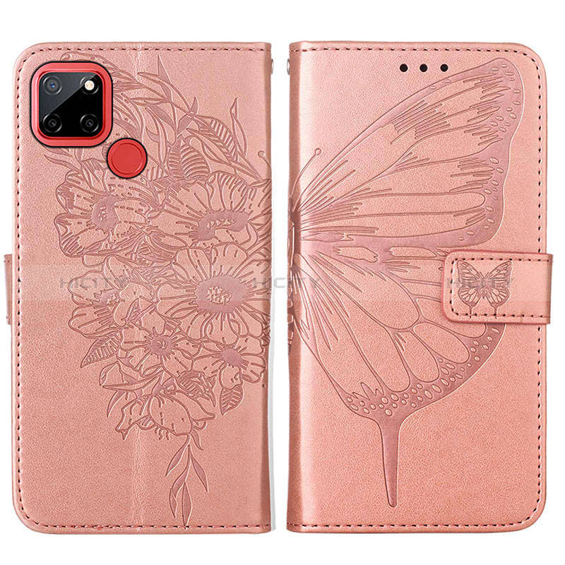 Funda de Cuero Cartera con Soporte Mariposa Carcasa Y01B para Realme C12 Oro Rosa