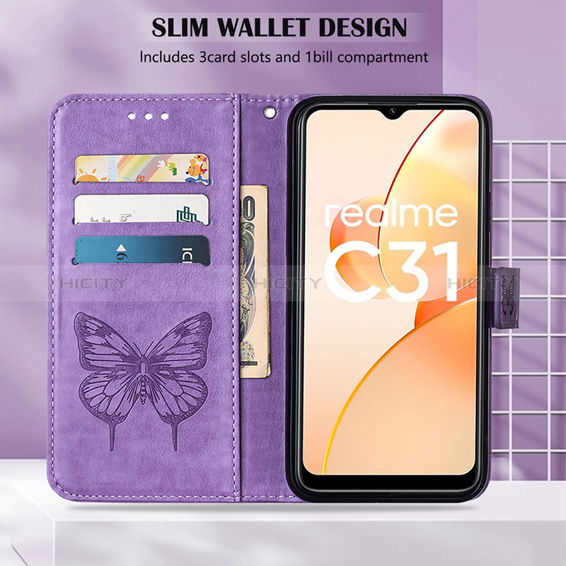 Funda de Cuero Cartera con Soporte Mariposa Carcasa Y01B para Realme C31