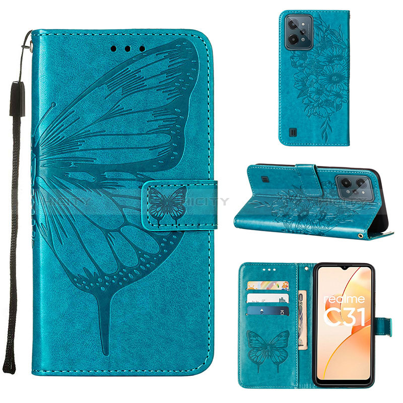 Funda de Cuero Cartera con Soporte Mariposa Carcasa Y01B para Realme C31