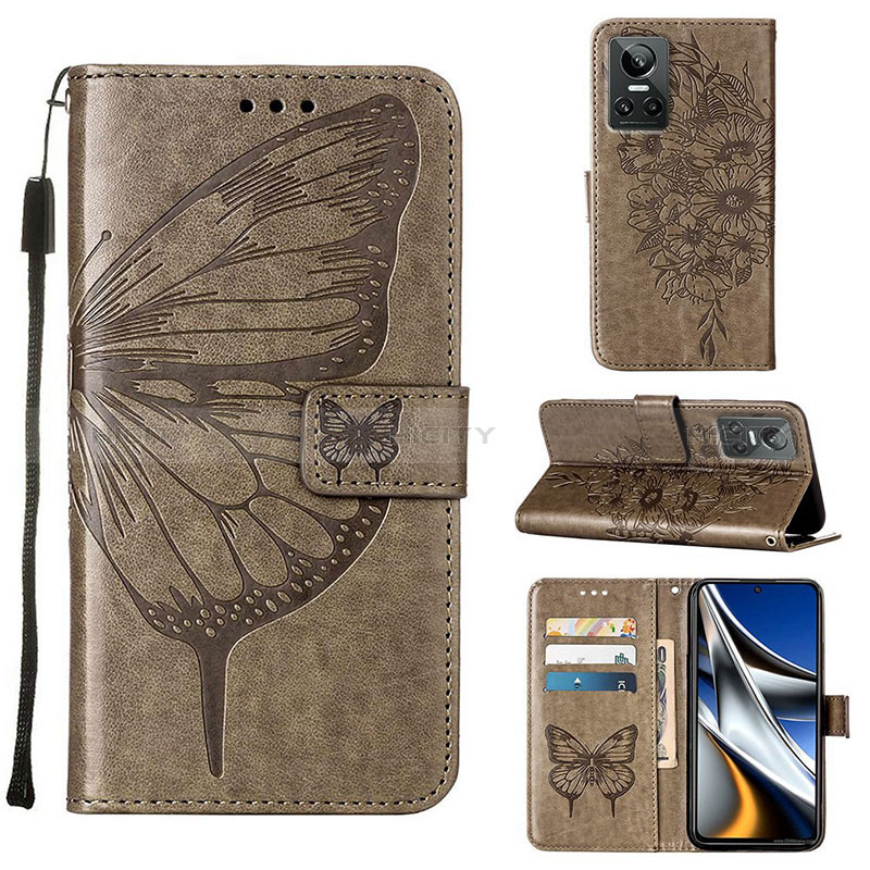 Funda de Cuero Cartera con Soporte Mariposa Carcasa Y01B para Realme GT Neo3 5G Gris