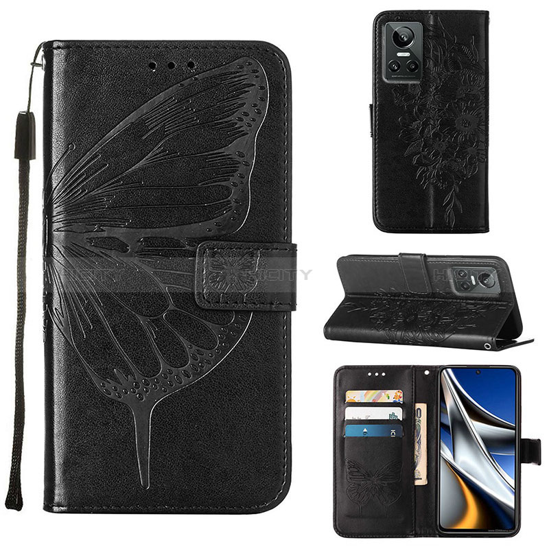 Funda de Cuero Cartera con Soporte Mariposa Carcasa Y01B para Realme GT Neo3 5G Negro