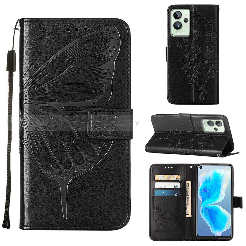 Funda de Cuero Cartera con Soporte Mariposa Carcasa Y01B para Realme GT2 Pro 5G Negro