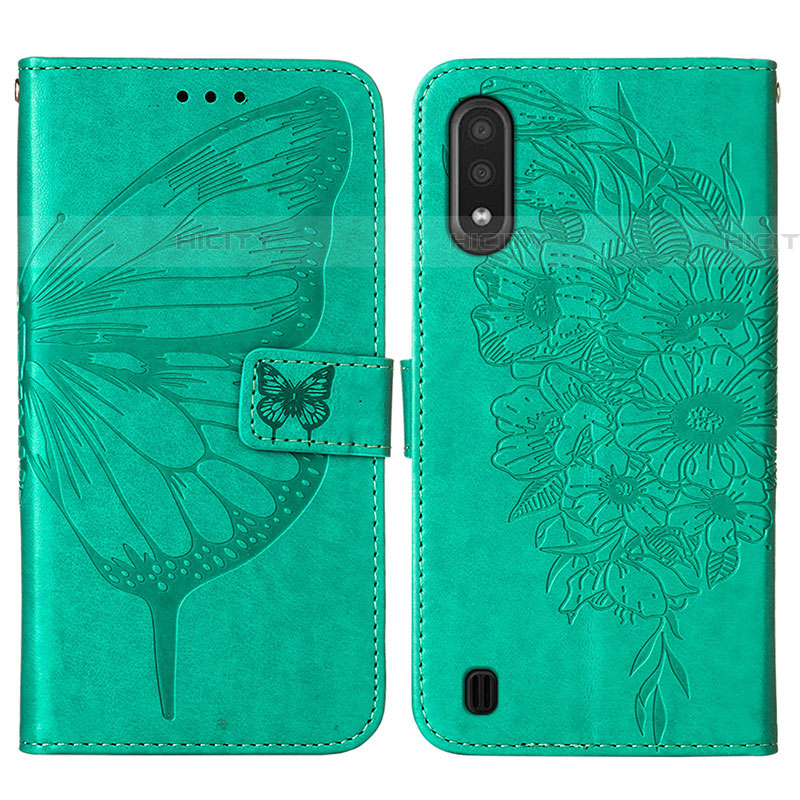 Funda de Cuero Cartera con Soporte Mariposa Carcasa Y01B para Samsung Galaxy A01 SM-A015 Verde