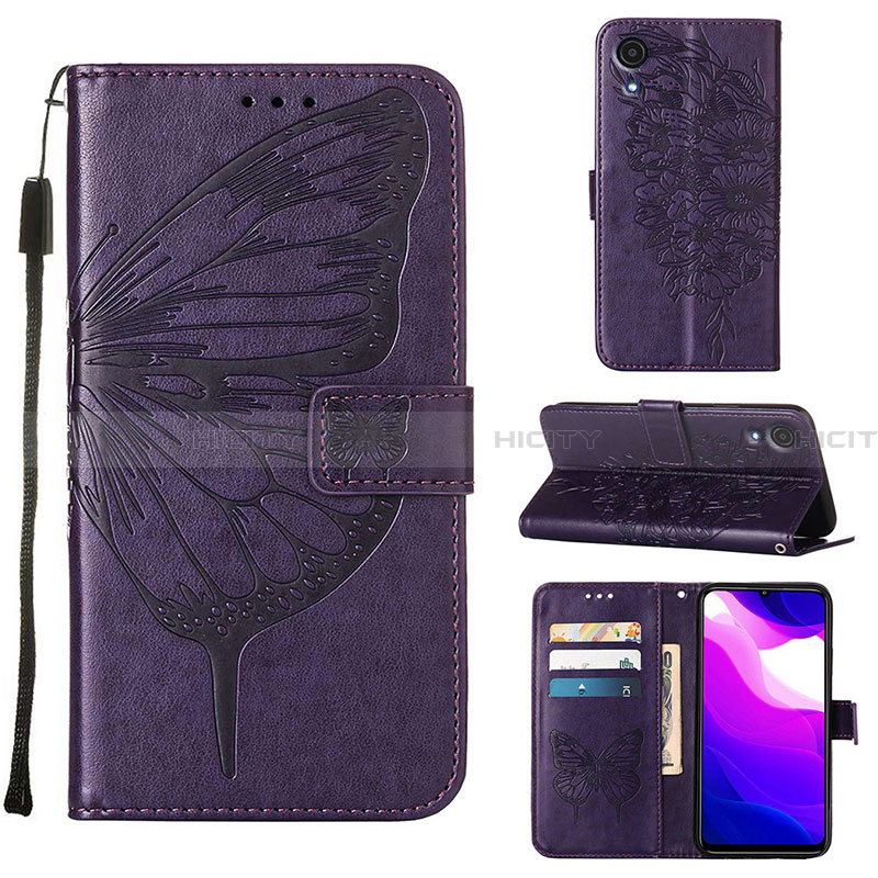 Funda de Cuero Cartera con Soporte Mariposa Carcasa Y01B para Samsung Galaxy A03 Core Morado