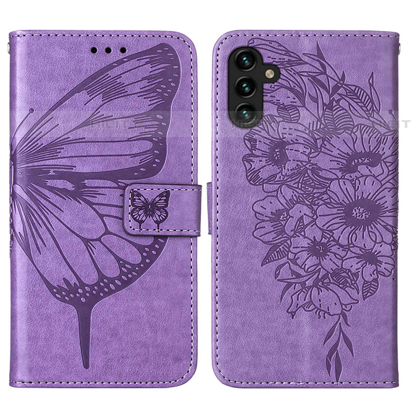 Funda de Cuero Cartera con Soporte Mariposa Carcasa Y01B para Samsung Galaxy A04s Purpura Claro