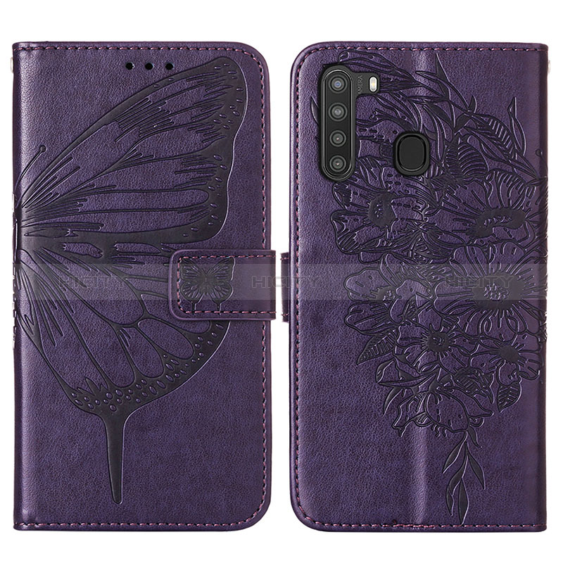 Funda de Cuero Cartera con Soporte Mariposa Carcasa Y01B para Samsung Galaxy A21