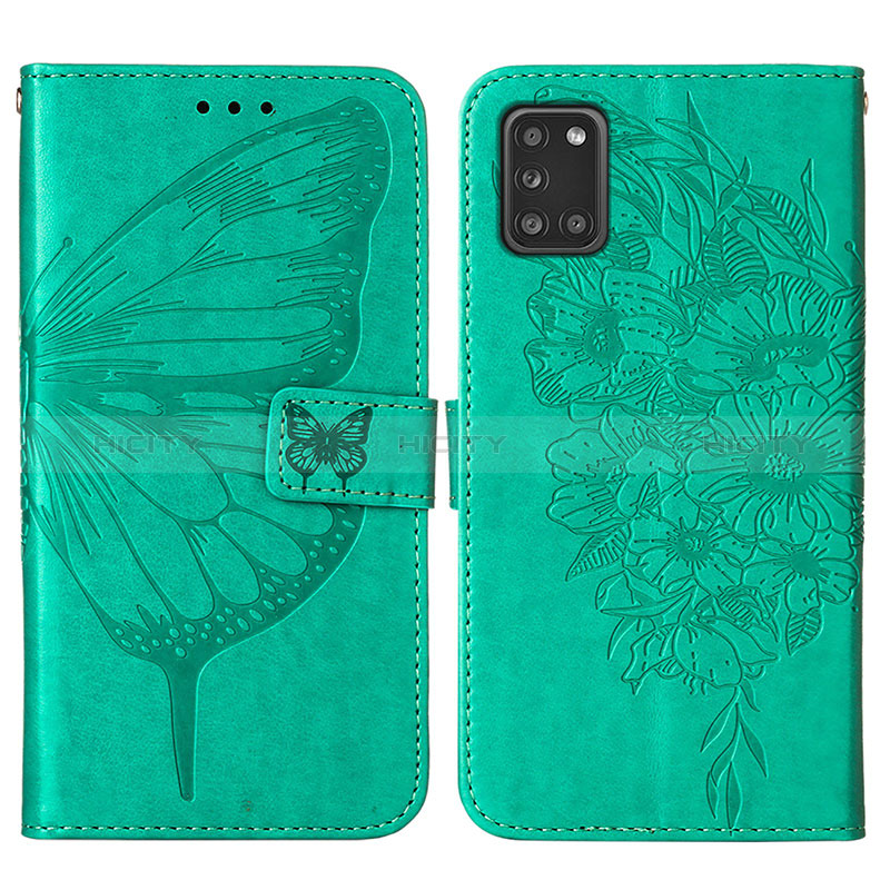 Funda de Cuero Cartera con Soporte Mariposa Carcasa Y01B para Samsung Galaxy A21s Verde