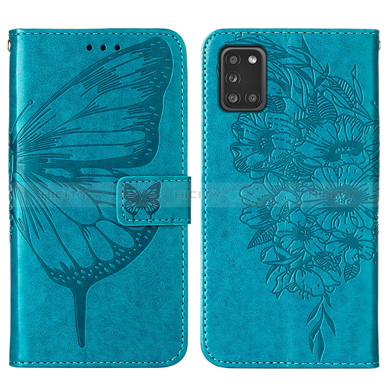 Funda de Cuero Cartera con Soporte Mariposa Carcasa Y01B para Samsung Galaxy A31 Azul