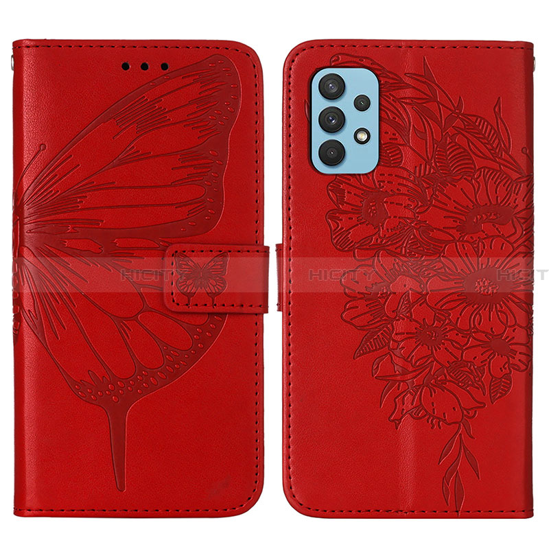 Funda de Cuero Cartera con Soporte Mariposa Carcasa Y01B para Samsung Galaxy A32 4G Rojo