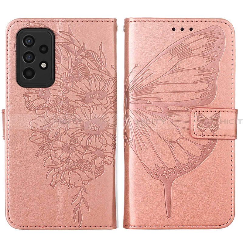 Funda de Cuero Cartera con Soporte Mariposa Carcasa Y01B para Samsung Galaxy A33 5G Oro Rosa