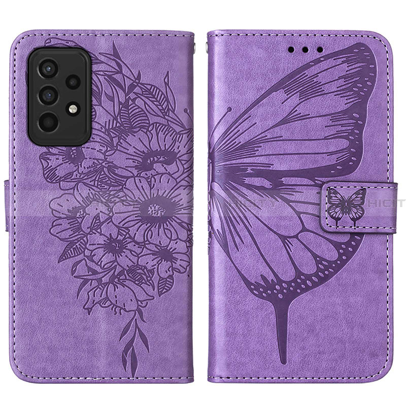 Funda de Cuero Cartera con Soporte Mariposa Carcasa Y01B para Samsung Galaxy A33 5G Purpura Claro