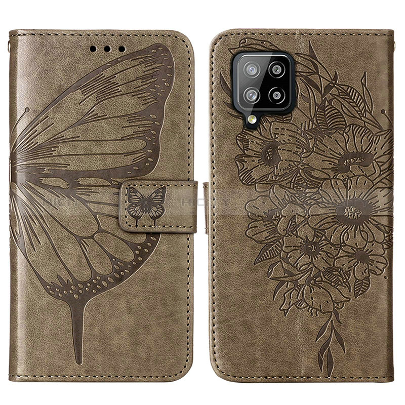 Funda de Cuero Cartera con Soporte Mariposa Carcasa Y01B para Samsung Galaxy A42 5G Gris