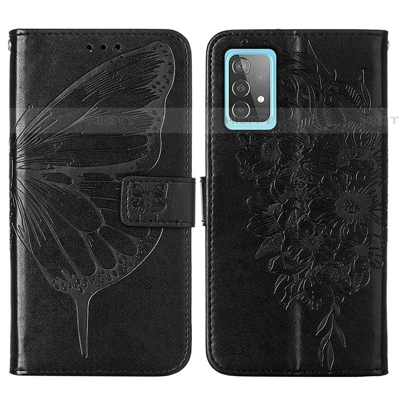 Funda de Cuero Cartera con Soporte Mariposa Carcasa Y01B para Samsung Galaxy A52 4G Negro