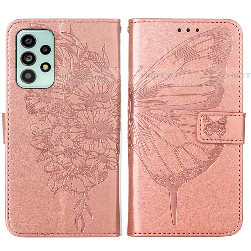 Funda de Cuero Cartera con Soporte Mariposa Carcasa Y01B para Samsung Galaxy A53 5G Oro Rosa