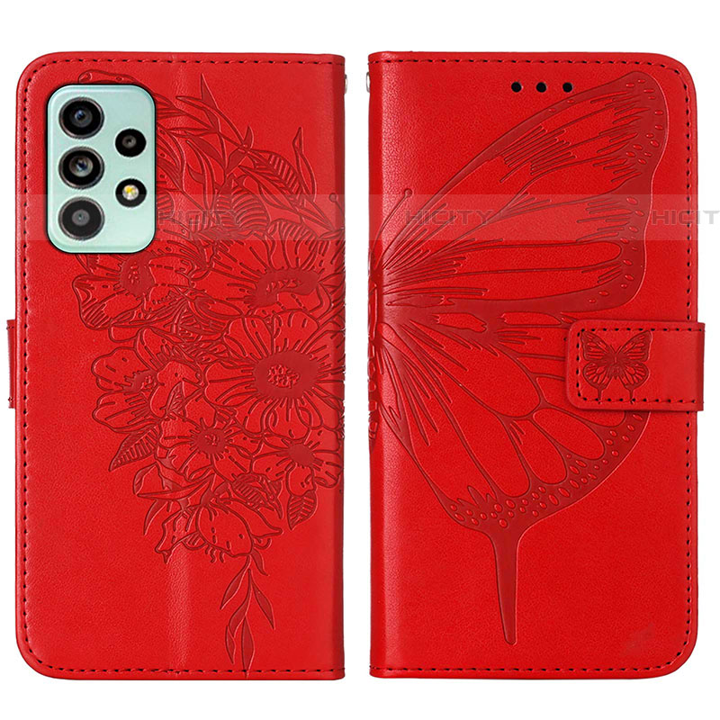 Funda de Cuero Cartera con Soporte Mariposa Carcasa Y01B para Samsung Galaxy A53 5G Rojo