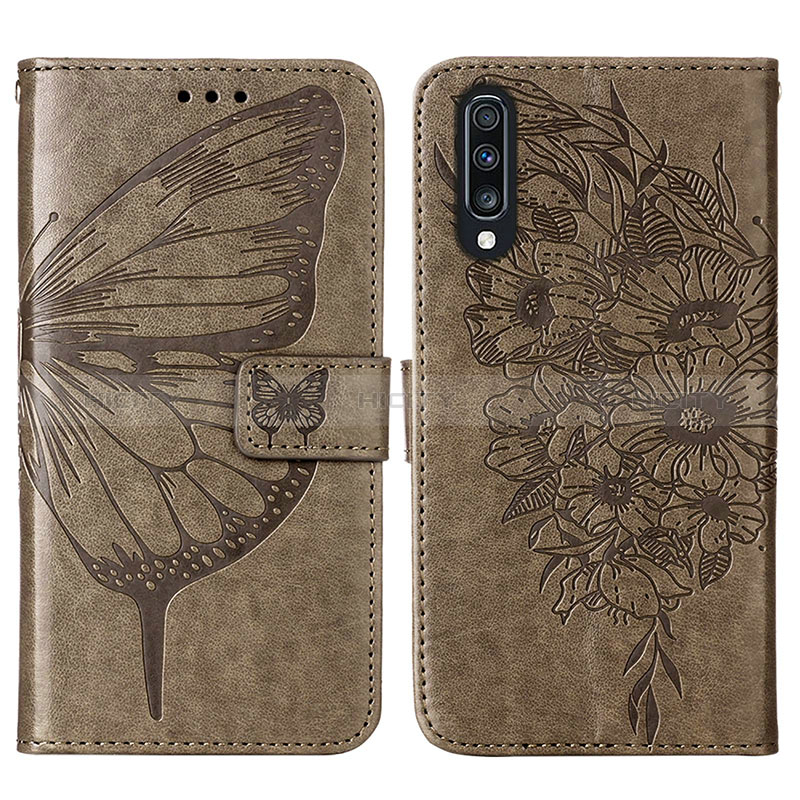 Funda de Cuero Cartera con Soporte Mariposa Carcasa Y01B para Samsung Galaxy A70S Gris