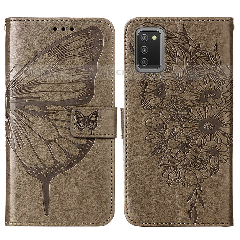 Funda de Cuero Cartera con Soporte Mariposa Carcasa Y01B para Samsung Galaxy M02s Gris