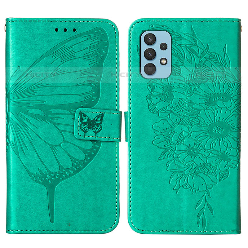 Funda de Cuero Cartera con Soporte Mariposa Carcasa Y01B para Samsung Galaxy M32 5G Verde