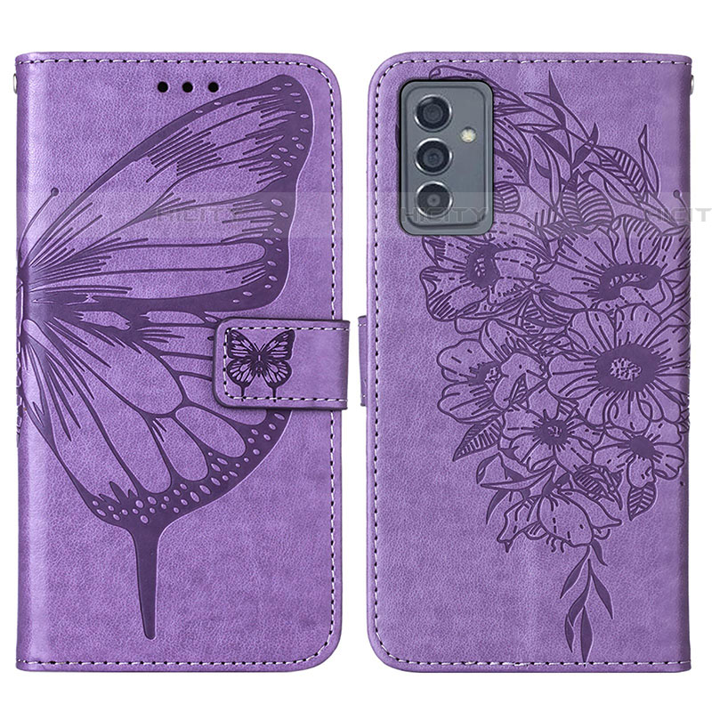 Funda de Cuero Cartera con Soporte Mariposa Carcasa Y01B para Samsung Galaxy Quantum4 5G Purpura Claro