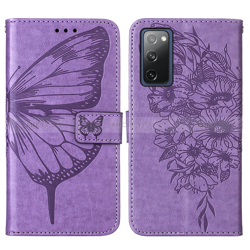 Funda de Cuero Cartera con Soporte Mariposa Carcasa Y01B para Samsung Galaxy S20 FE (2022) 5G Purpura Claro