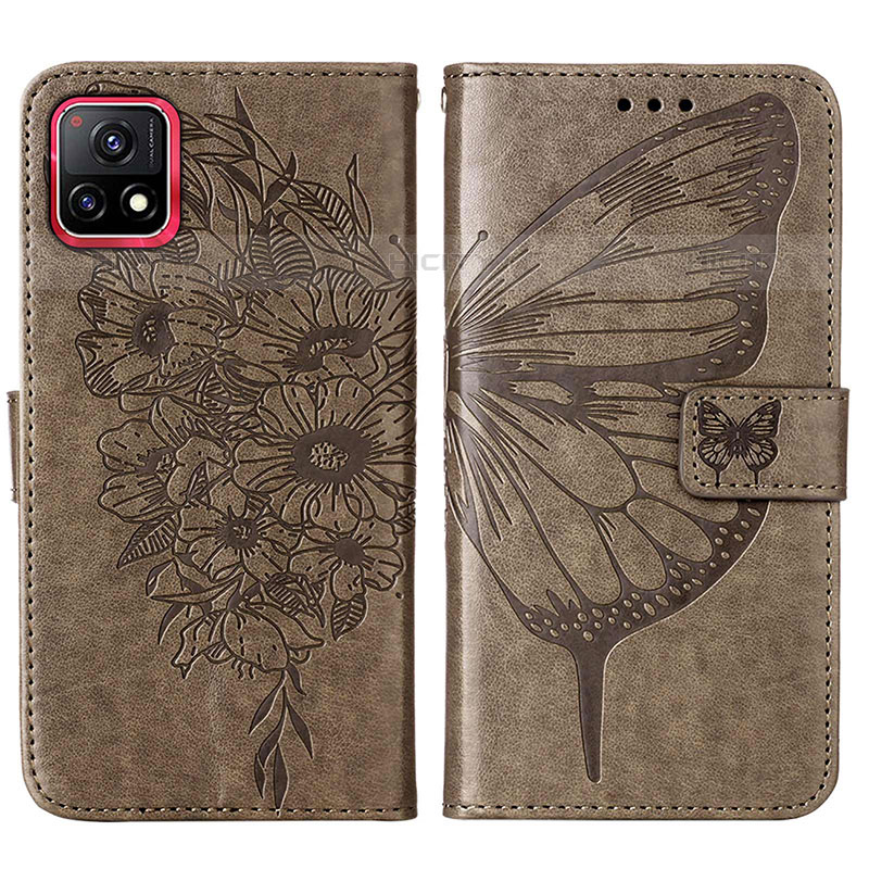 Funda de Cuero Cartera con Soporte Mariposa Carcasa Y01B para Vivo iQOO U3 5G Gris