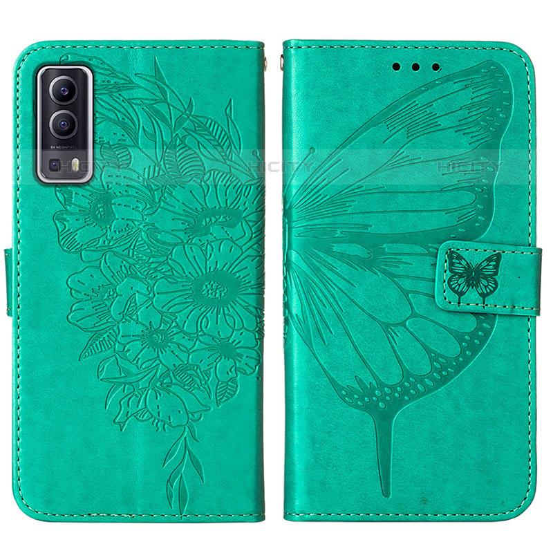 Funda de Cuero Cartera con Soporte Mariposa Carcasa Y01B para Vivo iQOO Z3 5G Verde