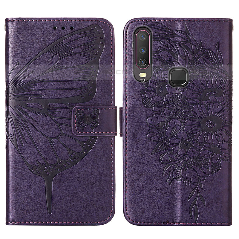 Funda de Cuero Cartera con Soporte Mariposa Carcasa Y01B para Vivo Y11