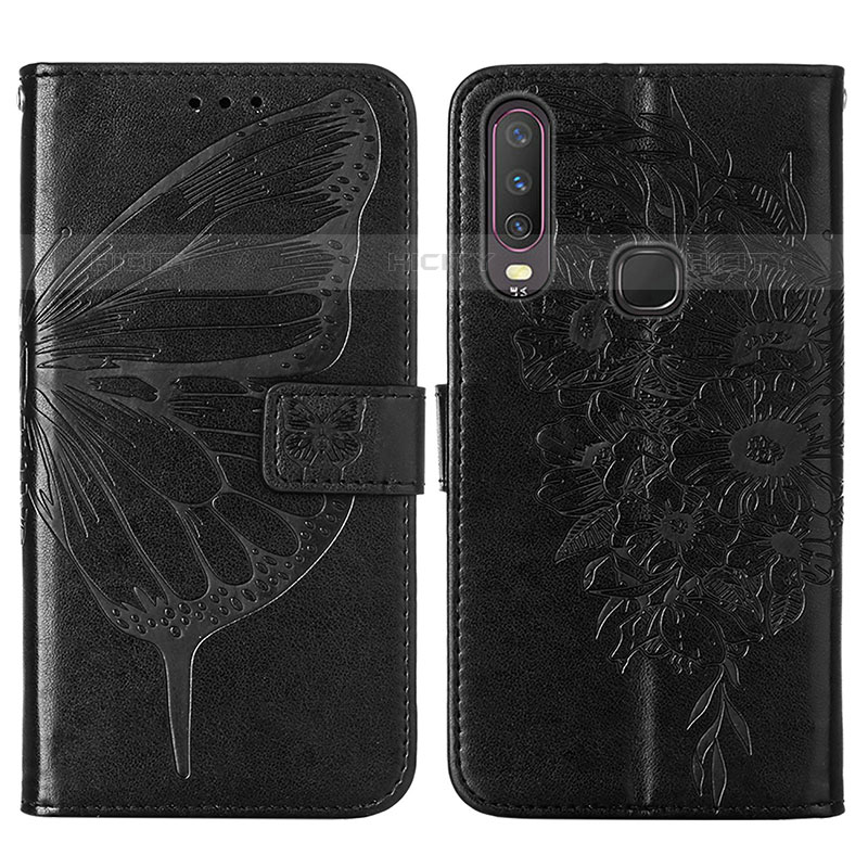 Funda de Cuero Cartera con Soporte Mariposa Carcasa Y01B para Vivo Y11 Negro