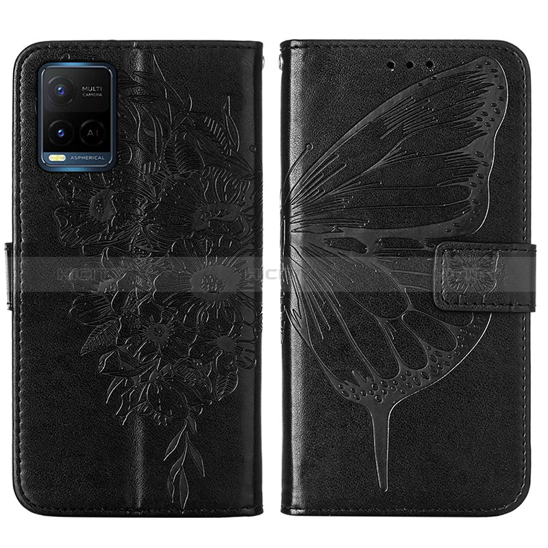 Funda de Cuero Cartera con Soporte Mariposa Carcasa Y01B para Vivo Y21G