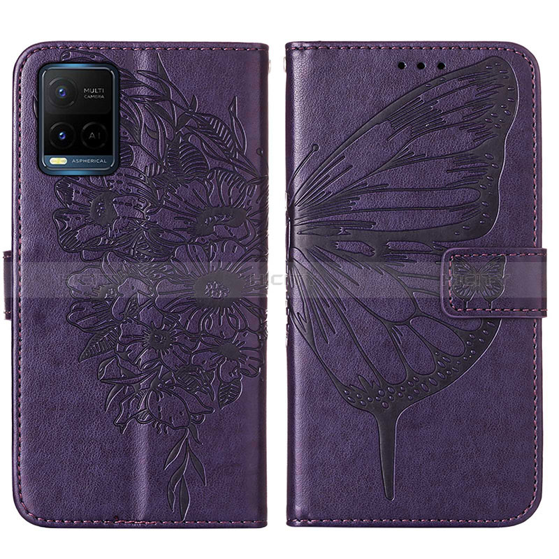 Funda de Cuero Cartera con Soporte Mariposa Carcasa Y01B para Vivo Y21G