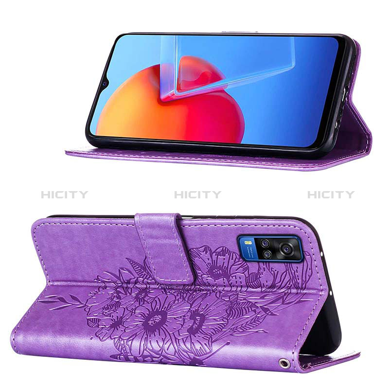 Funda de Cuero Cartera con Soporte Mariposa Carcasa Y01B para Vivo Y53s 4G