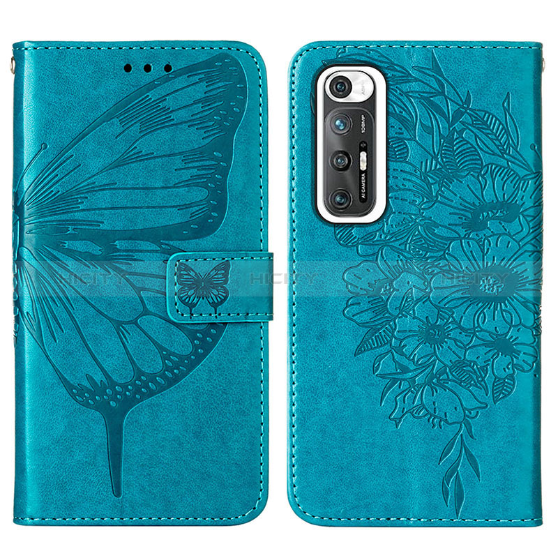 Funda de Cuero Cartera con Soporte Mariposa Carcasa Y01B para Xiaomi Mi 10S 5G Azul