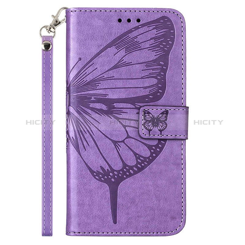 Funda de Cuero Cartera con Soporte Mariposa Carcasa Y02B para Samsung Galaxy A02s Purpura Claro