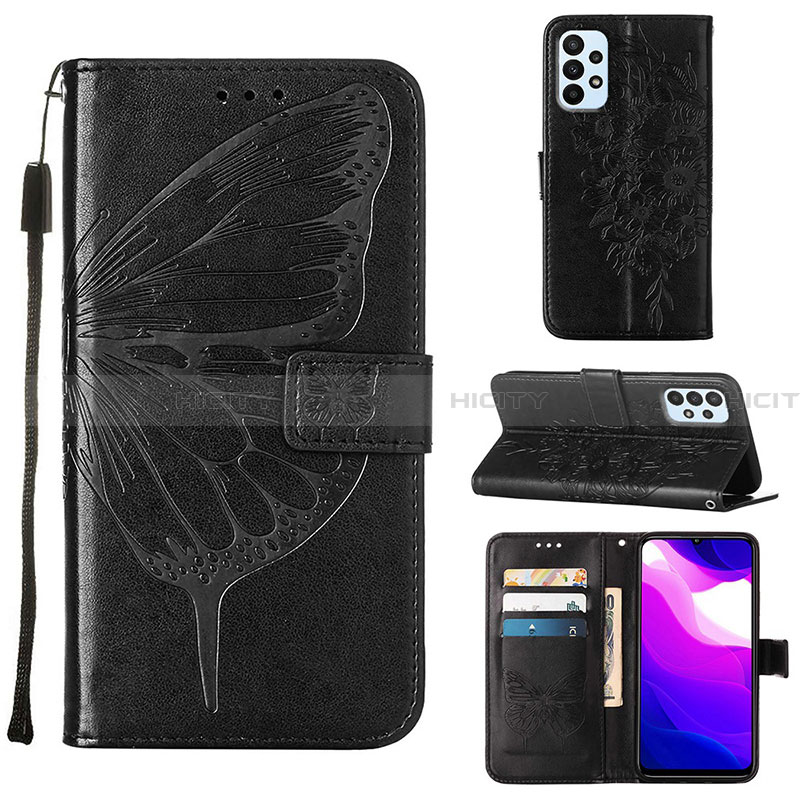 Funda de Cuero Cartera con Soporte Mariposa Carcasa Y02B para Samsung Galaxy A23 4G Negro