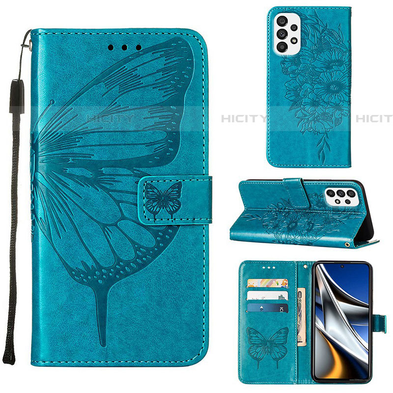 Funda de Cuero Cartera con Soporte Mariposa Carcasa Y02B para Samsung Galaxy A73 5G Azul