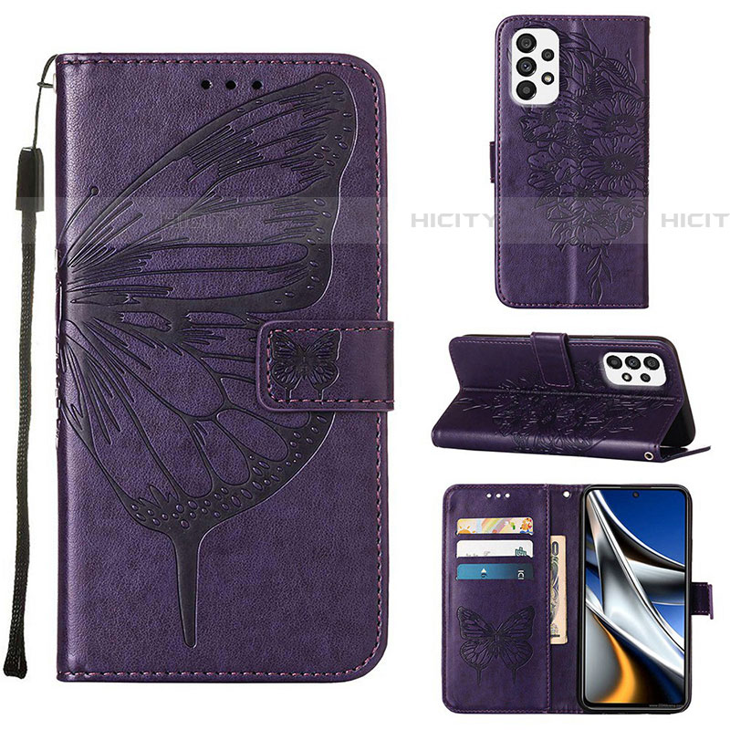 Funda de Cuero Cartera con Soporte Mariposa Carcasa Y02B para Samsung Galaxy A73 5G Morado