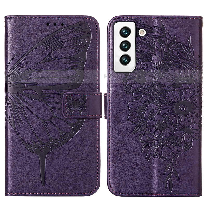 Funda de Cuero Cartera con Soporte Mariposa Carcasa Y06B para Samsung Galaxy S21 5G Morado