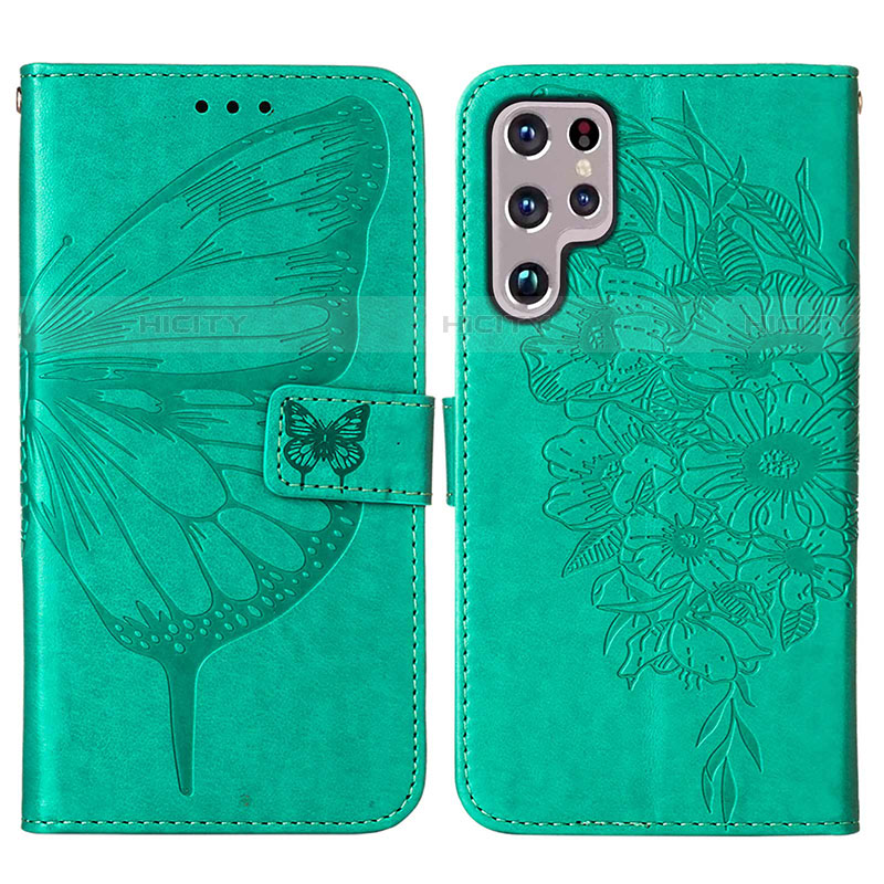 Funda de Cuero Cartera con Soporte Mariposa Carcasa Y06B para Samsung Galaxy S21 Ultra 5G Verde