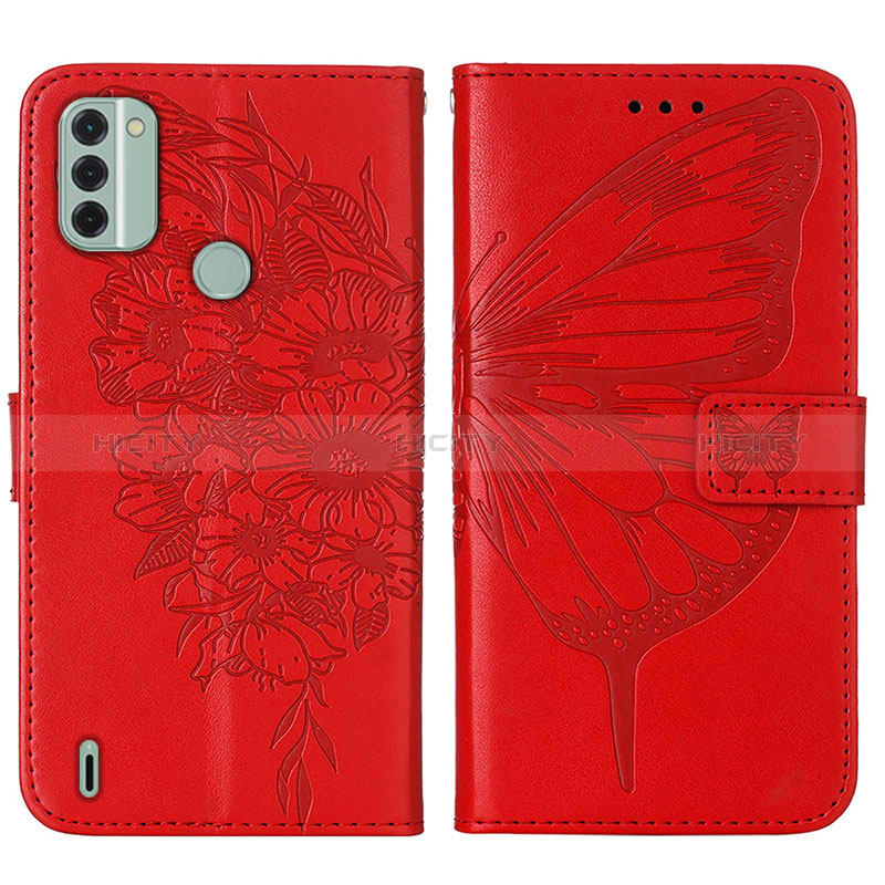 Funda de Cuero Cartera con Soporte Mariposa Carcasa YB1 para Nokia C31 Rojo