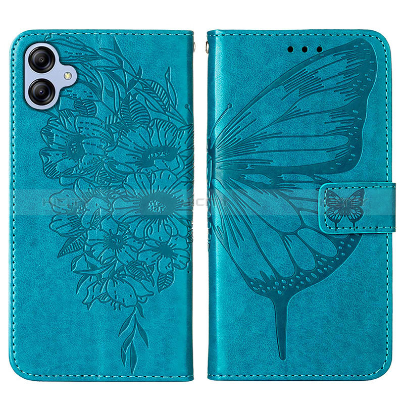 Funda de Cuero Cartera con Soporte Mariposa Carcasa YB1 para Samsung Galaxy F04 Azul