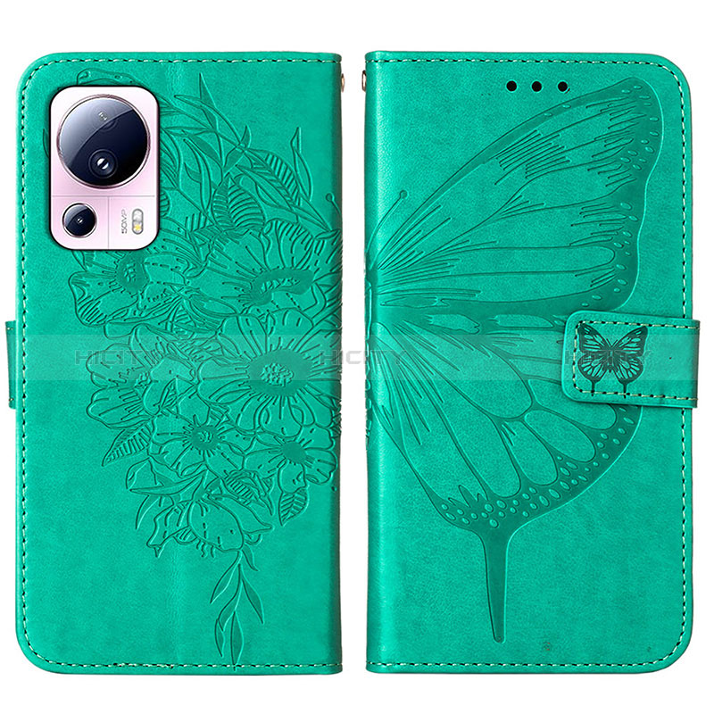 Funda de Cuero Cartera con Soporte Mariposa Carcasa YB1 para Xiaomi Mi 13 Lite 5G Verde