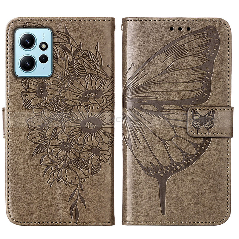 Funda de Cuero Cartera con Soporte Mariposa Carcasa YB1 para Xiaomi Redmi Note 12 4G Gris