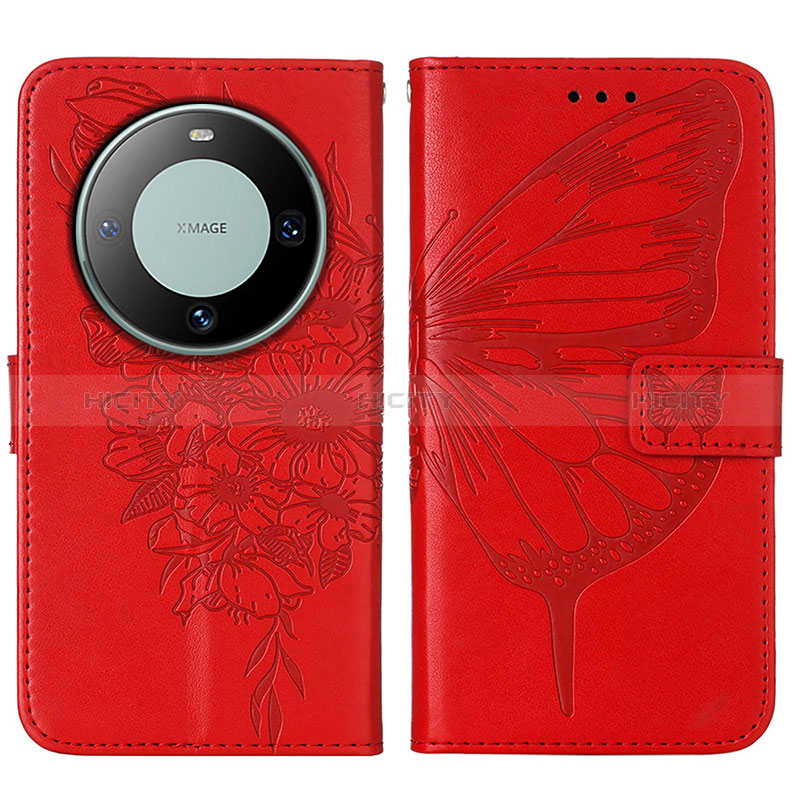 Funda de Cuero Cartera con Soporte Mariposa Carcasa YB2 para Huawei Mate 60 Pro+ Plus