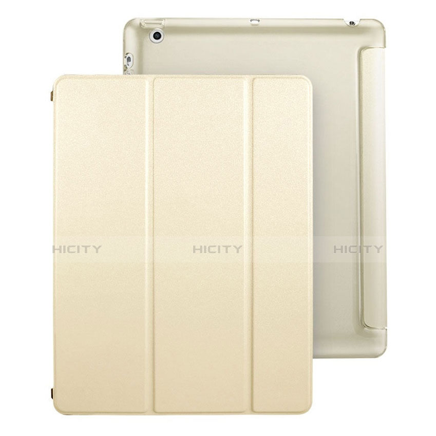 Funda de Cuero Cartera con Soporte para Apple iPad 2 Oro