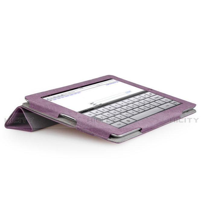 Funda de Cuero Cartera con Soporte para Apple iPad 3 Morado