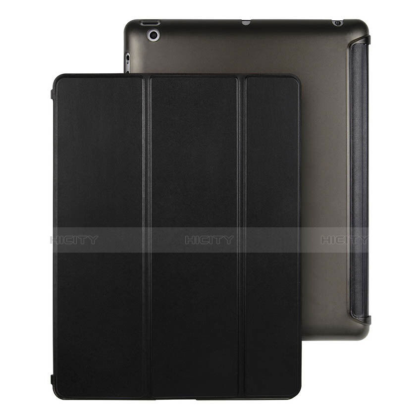 Funda de Cuero Cartera con Soporte para Apple iPad 3 Negro