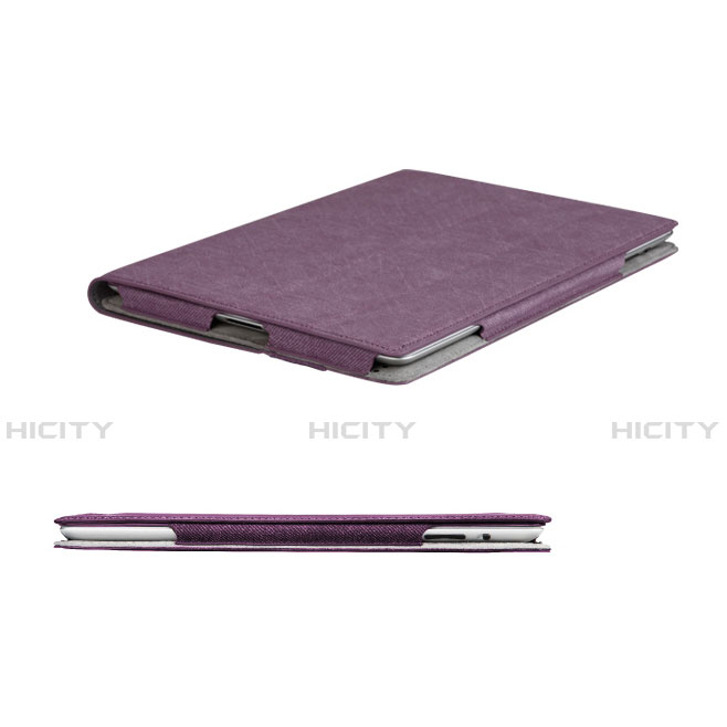 Funda de Cuero Cartera con Soporte para Apple iPad 4 Morado