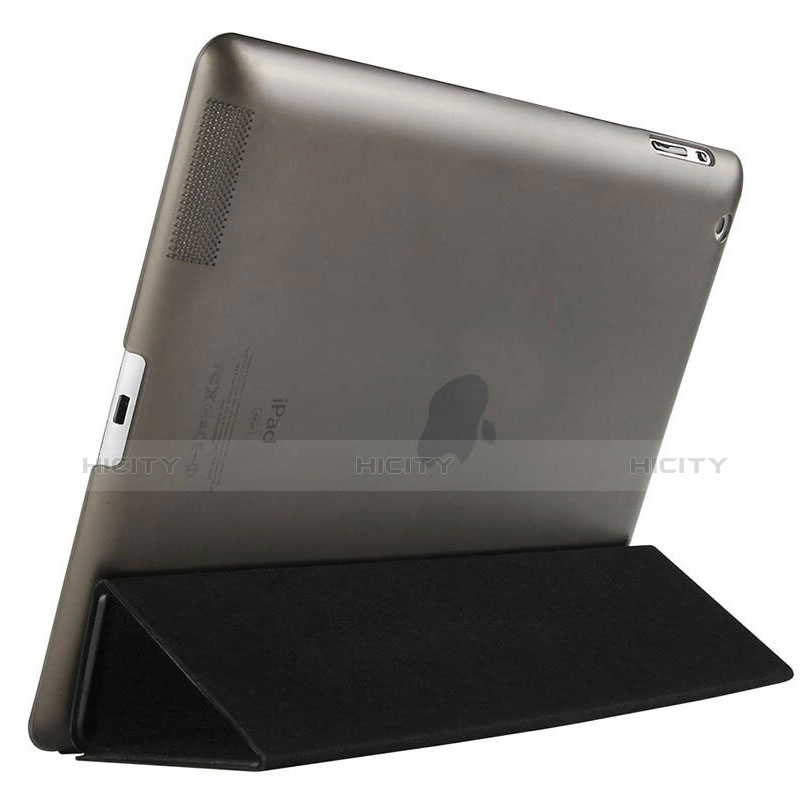 Funda de Cuero Cartera con Soporte para Apple iPad 4 Negro