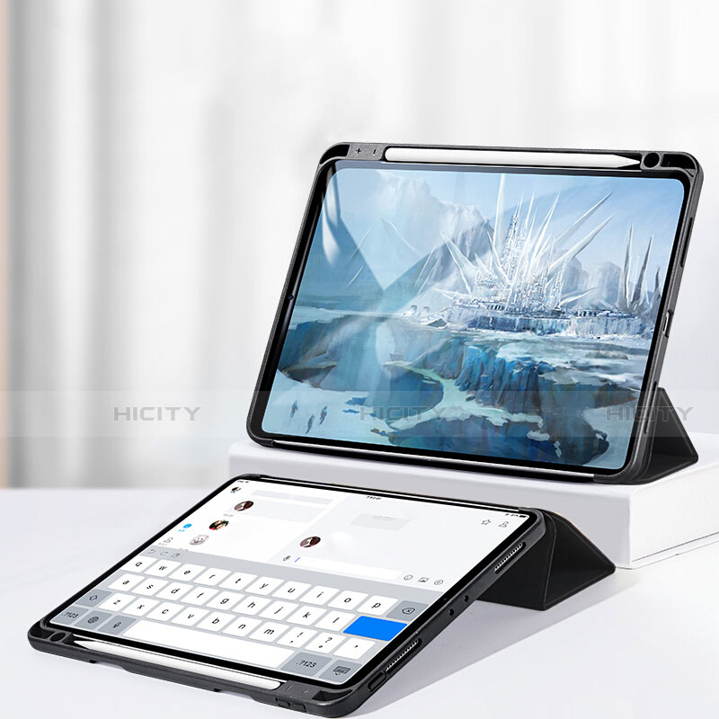 Funda de Cuero Cartera con Soporte para Apple iPad Pro 11 (2020) Negro